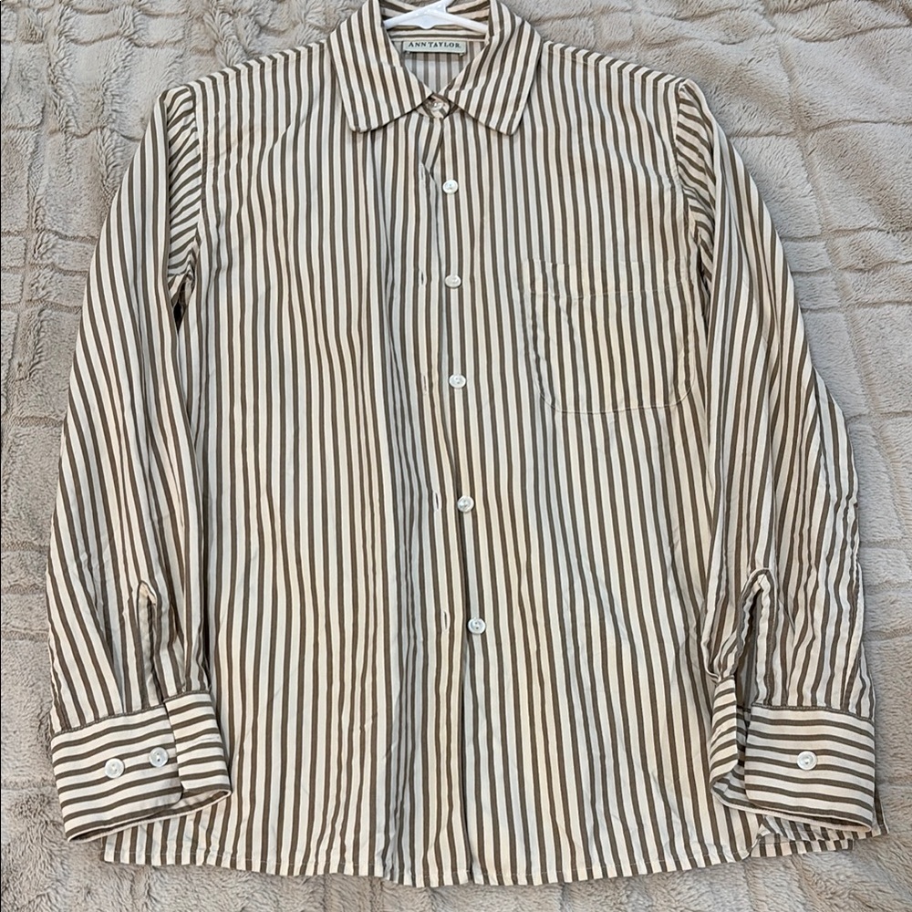 Ann Taylor stripe silk blouse